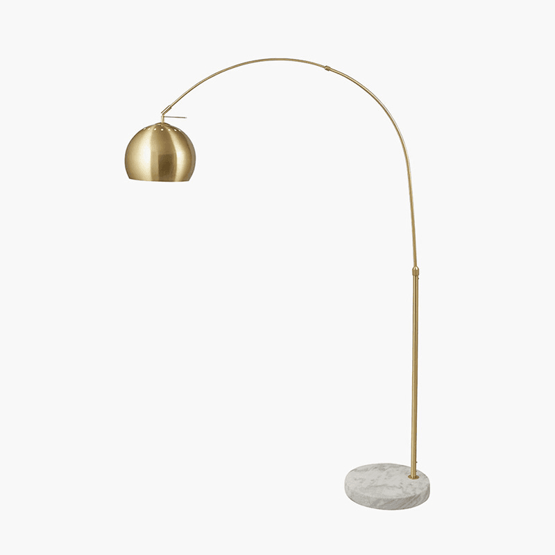 Feliciani Floor Lamp, H175cm, Brushed Brass and White Marble