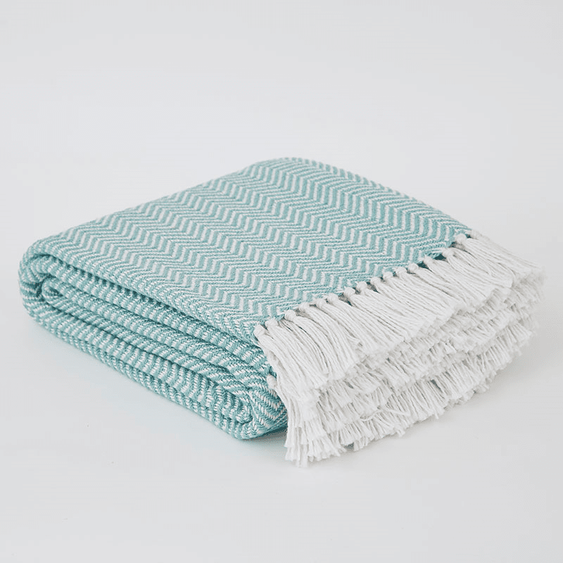 Herringbone Blanket, 250cm x 130cm, Teal