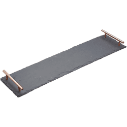 Image showing the Serving platter with handles, L60 x W15 x H4cm, slate/copper product.