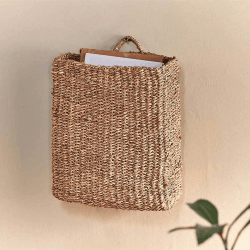 Image showing the Putlar Seagrass Wall Hung Basket, Large, Natural product.