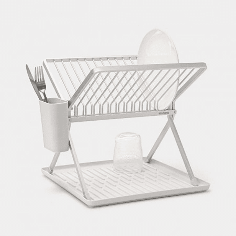SinkSide Foldable Dish Drying Rack, Small, Light Grey