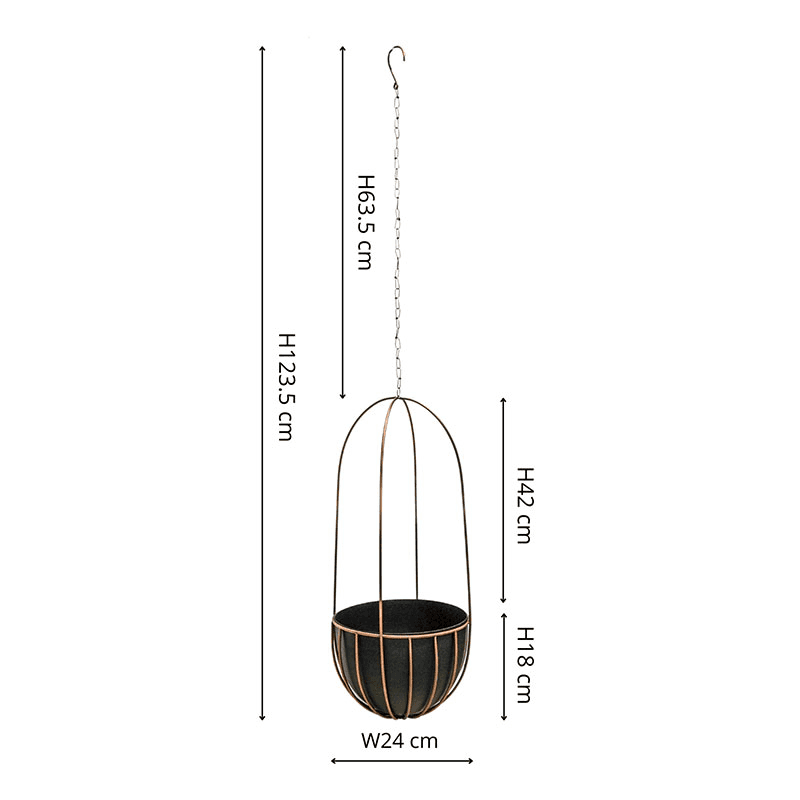 Kensington Indoor Hanging Planter, H60 x D24Cm, Copper