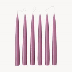 Image showing the Set of 6 Tapered Dinner Candles, H25cm, Mauve product.