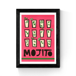 Image showing the Fox and Velvet Mojito Art Print, H48 x W35.5cm, Pink product.
