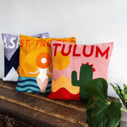 Image showing the Tulum Cushion, 45 x 45cm, Pink product.