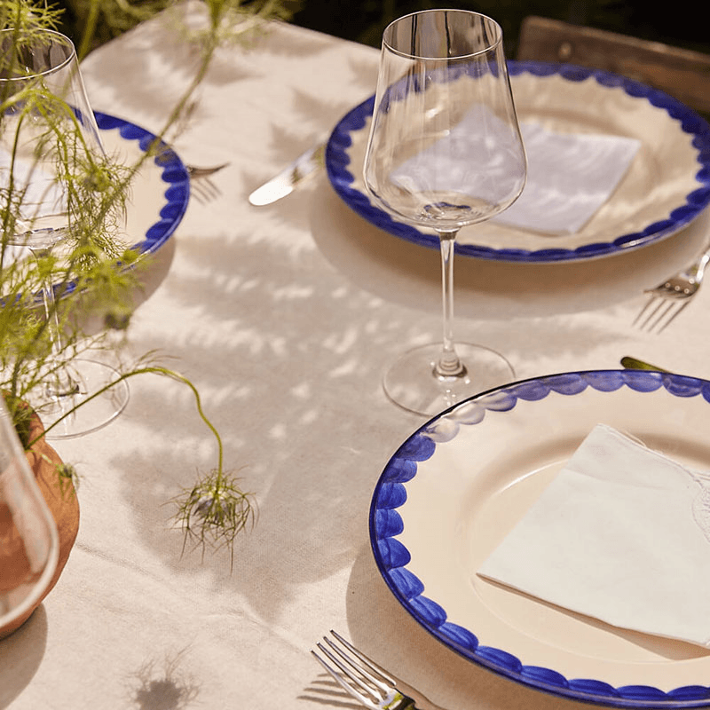 Scallop Set of 2 Dinner Plates, D28cm, Blue