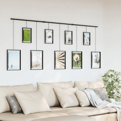 Image showing the Exhibit Set of 9 Hanging Photo Frames, Black product.
