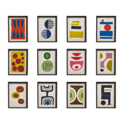 Image showing the Set of Twelve Dera Framed Abstracts Prints, Multi product.