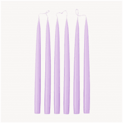 Image showing the Set of 6 Tapered Dinner Candles, H35cm, Pastel Purple product.