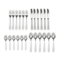 Image showing the Hammered 24 Piece Cutlery Set, Stainless Steel product.
