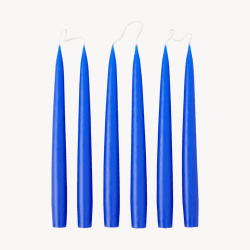 Image showing the Set of 6 Tapered Dinner Candles, H25cm, Cobalt Blue product.
