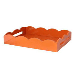 Image showing the Lacquered Scallop Tray 43 x 33cm, Orange product.