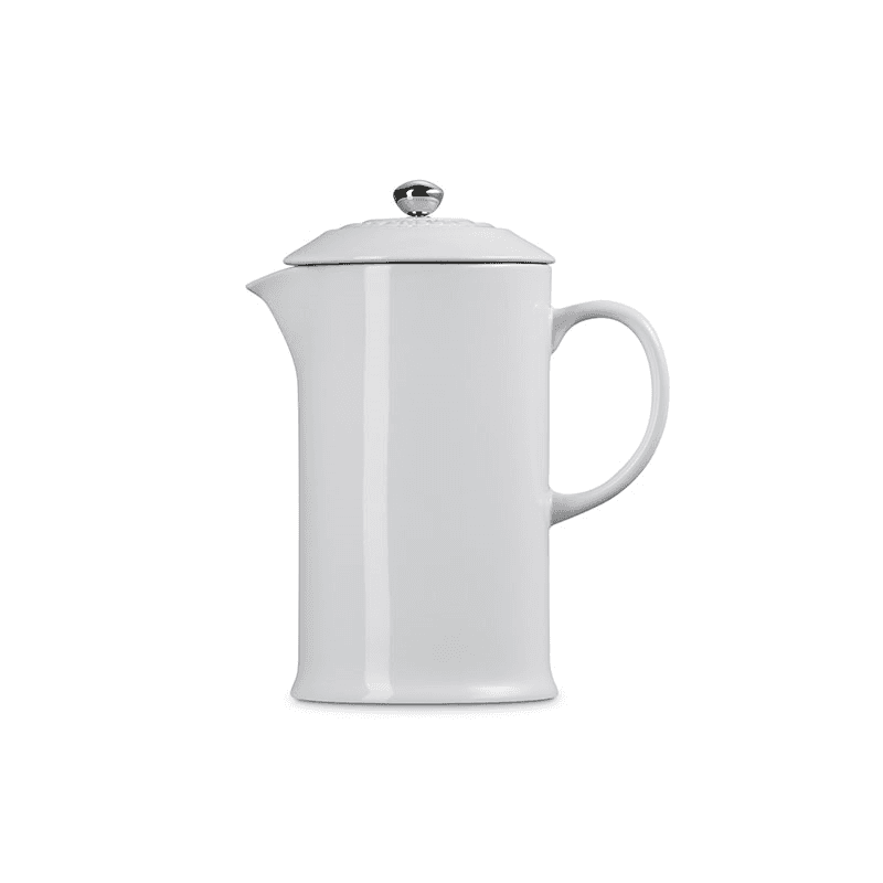 Stoneware Cafetiere with Metal Press, 1L, White
