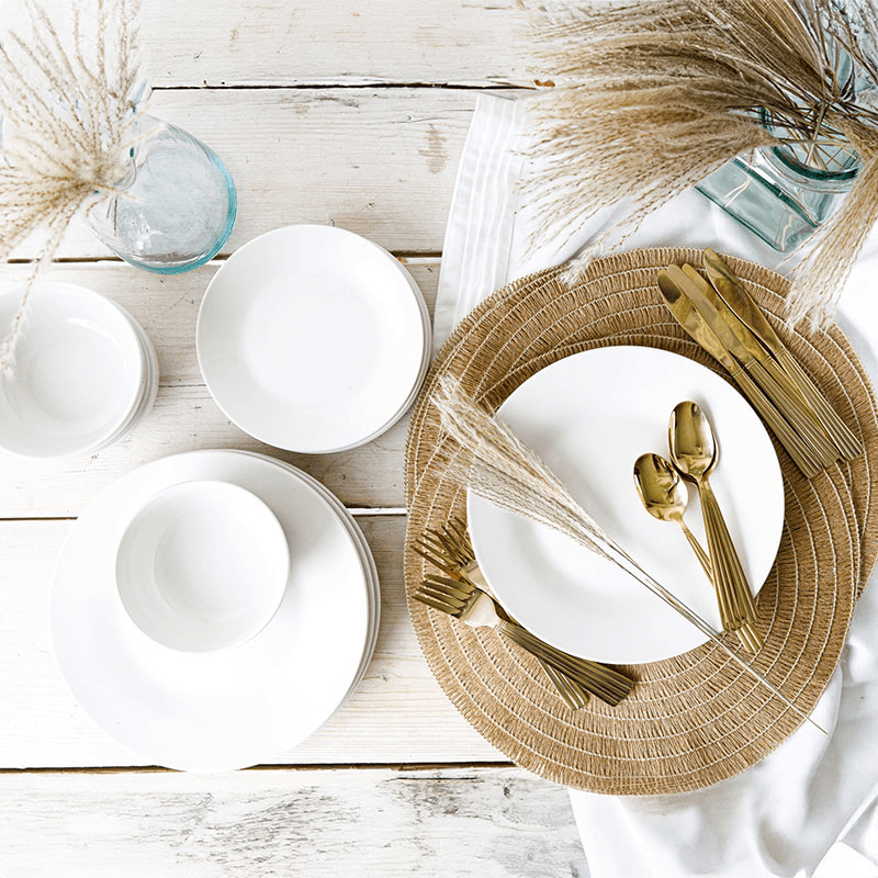 Alexis 12 Piece Porcelain Dinnerware Set, White