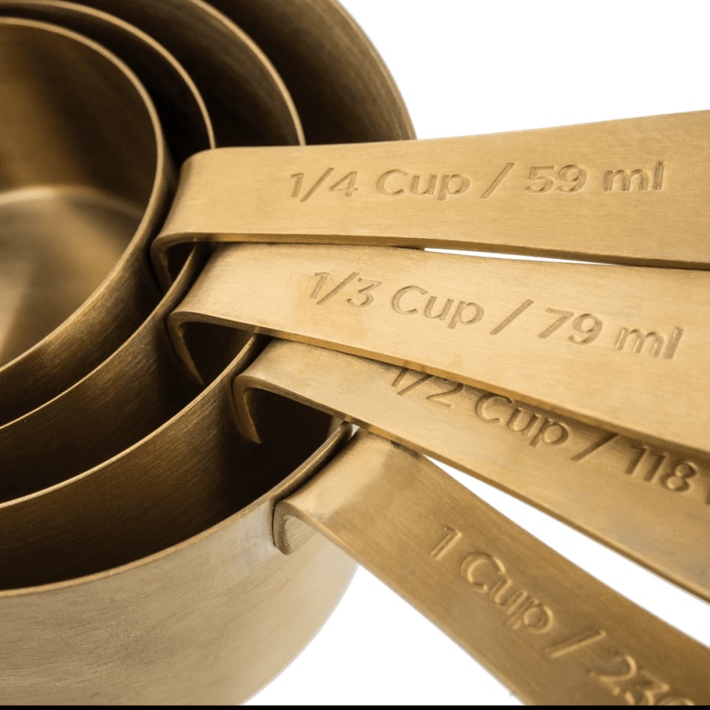 Set of 4 measuring cups, Brass