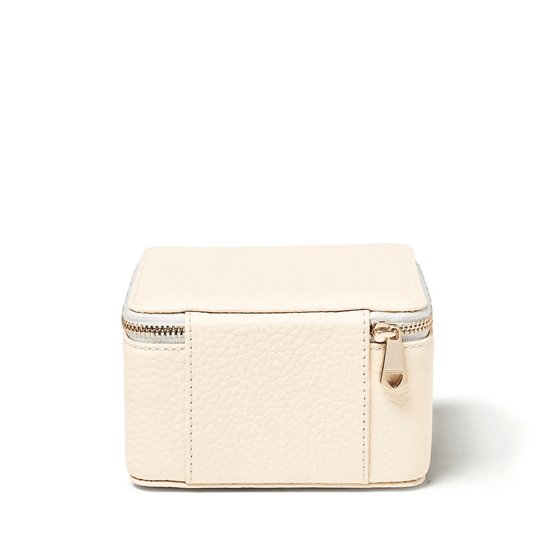 Travel Watch & Ring Box, L12 x W12cm, Ivory Pebble