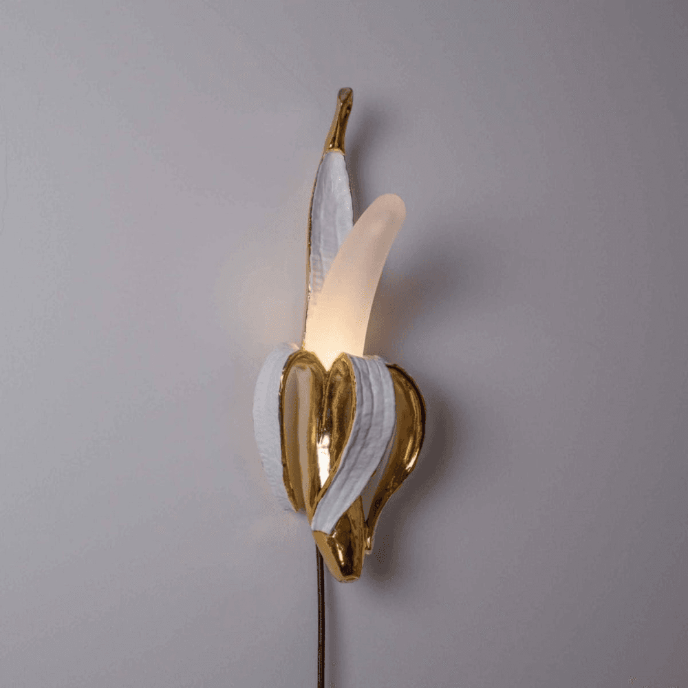 Banana Phooey Lamp, L15 x W5.4 H43cm, White/Gold