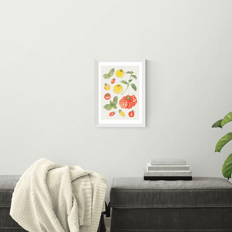Becca Boyce Tomatoes And Basil Print, A3, White Frame