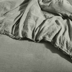Image showing the Linen Super King Duvet Cover, Moss product.