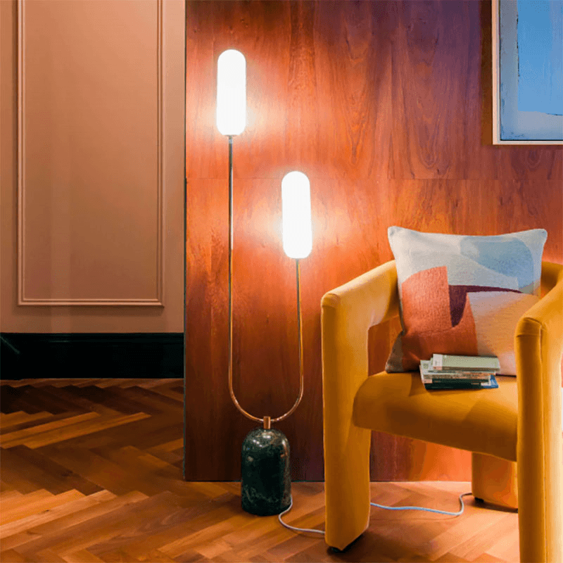 Curve Marble Floor Lamp, H130cm, Olive Green