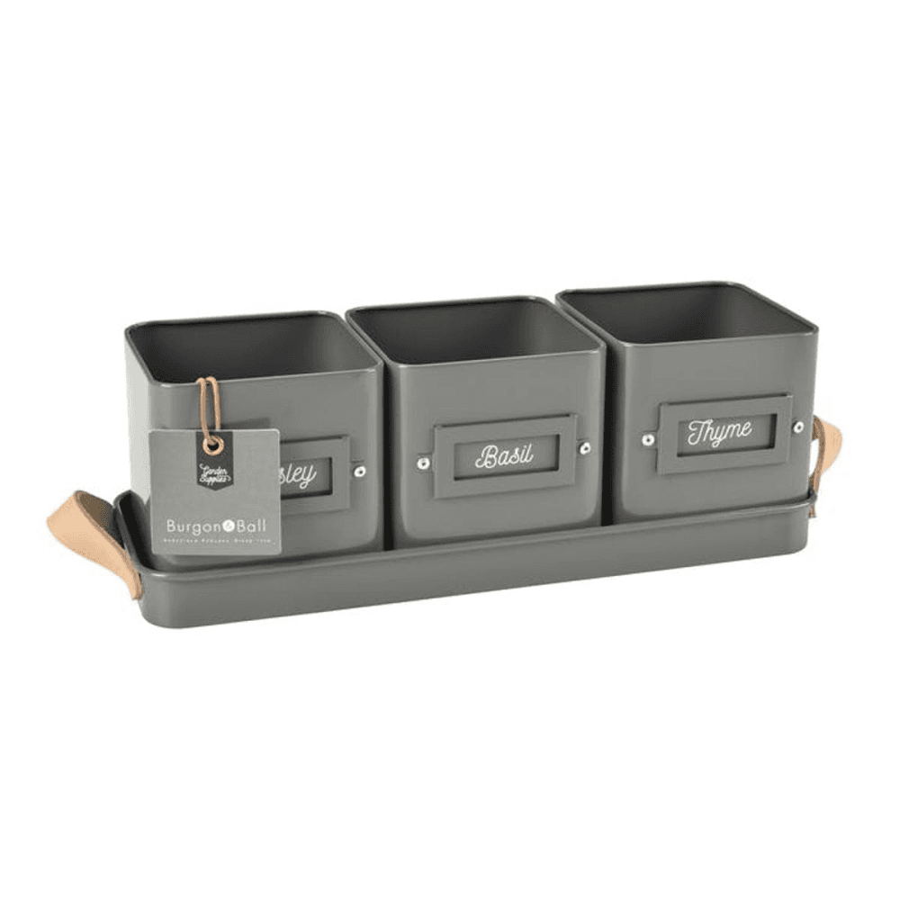 Enamelware Herb Pot, Set of 3, Charcoal, Grey