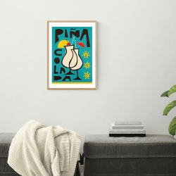 Image showing the Fox and Velvet Pina Colada Art Print, H61.5 x W44cm, Turquoise product.