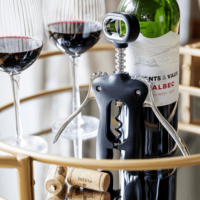 Double Handled Winged Corkscrew, Black