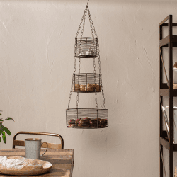 Image showing the Inkollu Hanging Basket Set, D30cm, Aged Brass product.