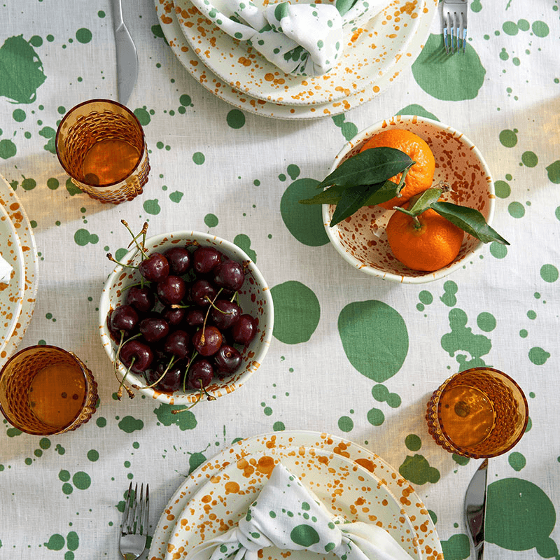 Splatter Tablecloth, W165 x L270cm, Smoke Green