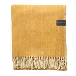 Image showing the Herringbone Wool Blanket, 145 x 190cm, Mustard Herringbone product.