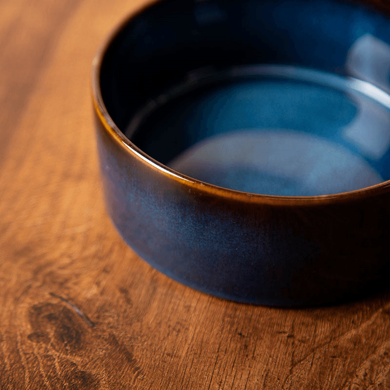 Reactive Glaze Dog Bowl, D15cm, Midnight Blue