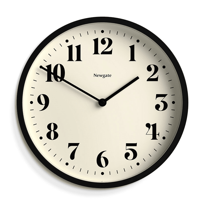 Number Four Wall Clock, D30cm, Black