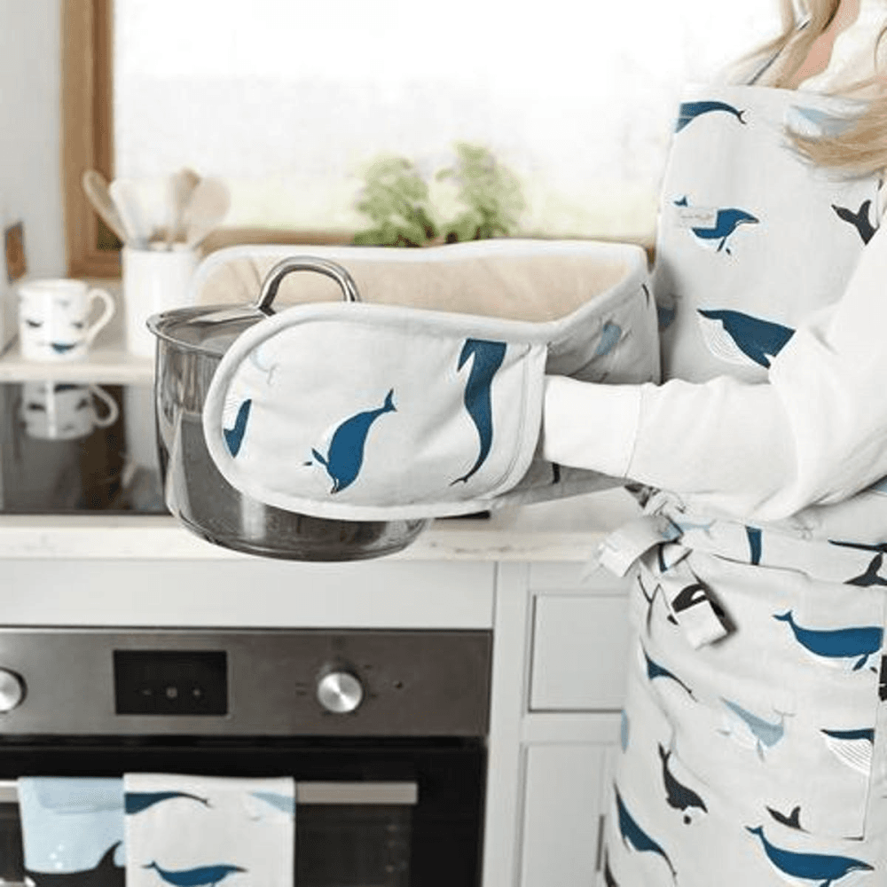 Whales Double Oven Glove