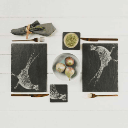 Image showing the Pheasant Set of 2 Slate Place Mats, H22 x W30cm, Black product.