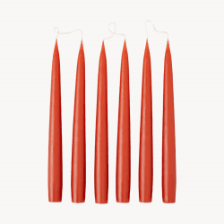 Image showing the Set of 6 Tapered Dinner Candles, H25cm, Rust product.