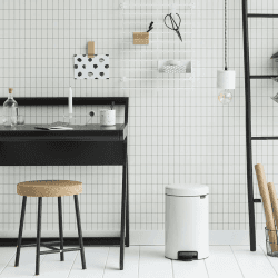 Image showing the NewIcon Pedal bin, 12 litre - H41.1 x D25.1cm, White product.