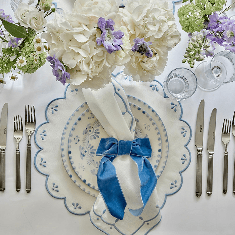 Bridget Tablecloth, 150cm 300cm, Light Blue & White