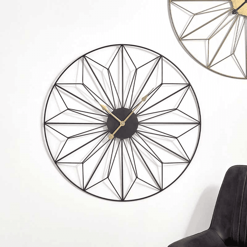 Geo Clock, D77cm, Black and Gold