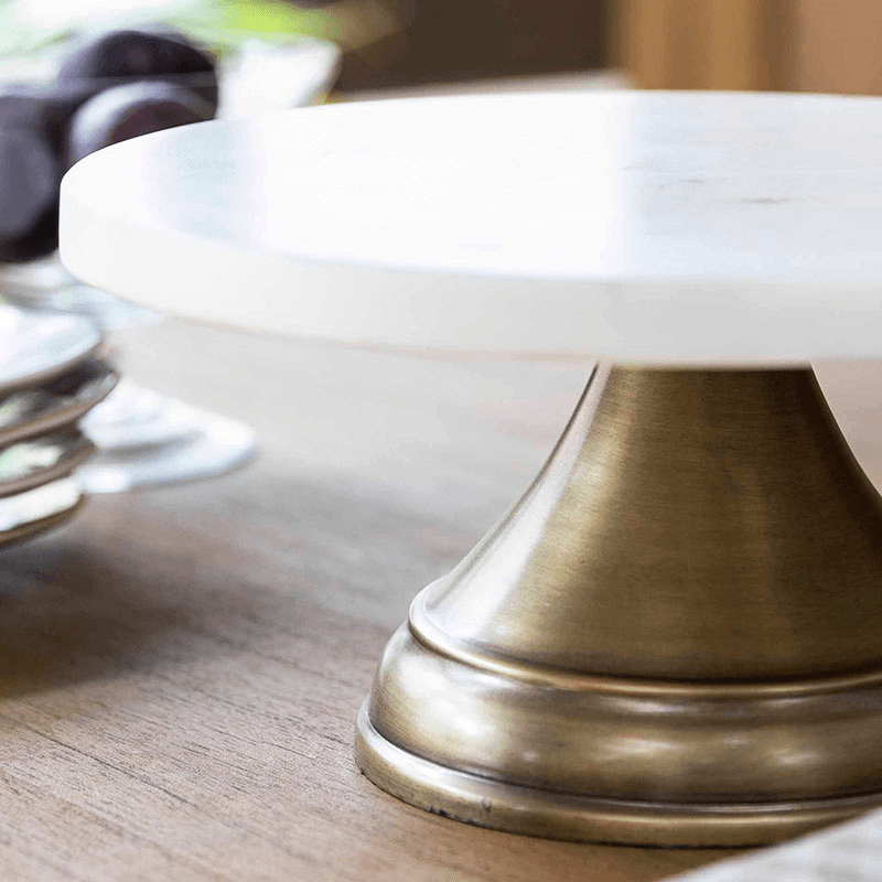 Brompton Marble Cake Stand, D25cm, Antique Brass Finish