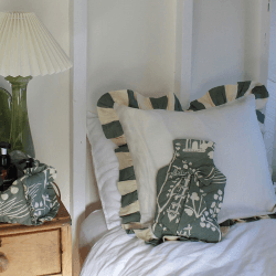 Image showing the Wide Stripe Wide Stripe Large Cushion Cover, 60 x 60cm, Sea Green product.