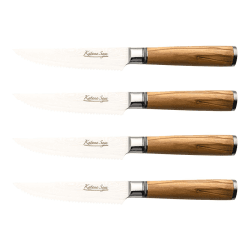 Image showing the Katana Saya Olive Wood 4 Pce Steak Knife Set product.