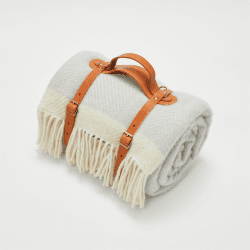 Image showing the Herringbone Picnic blanket, 130 x 200cm, Gull Grey product.