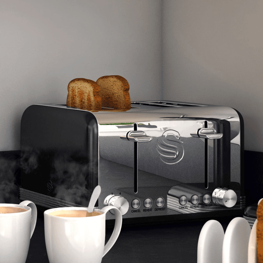 Retro 4-Slice Toaster, Black