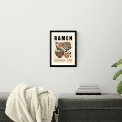 Image showing the Luxe Poster Co Japanese Ramen Print, A3, Black Frame product.