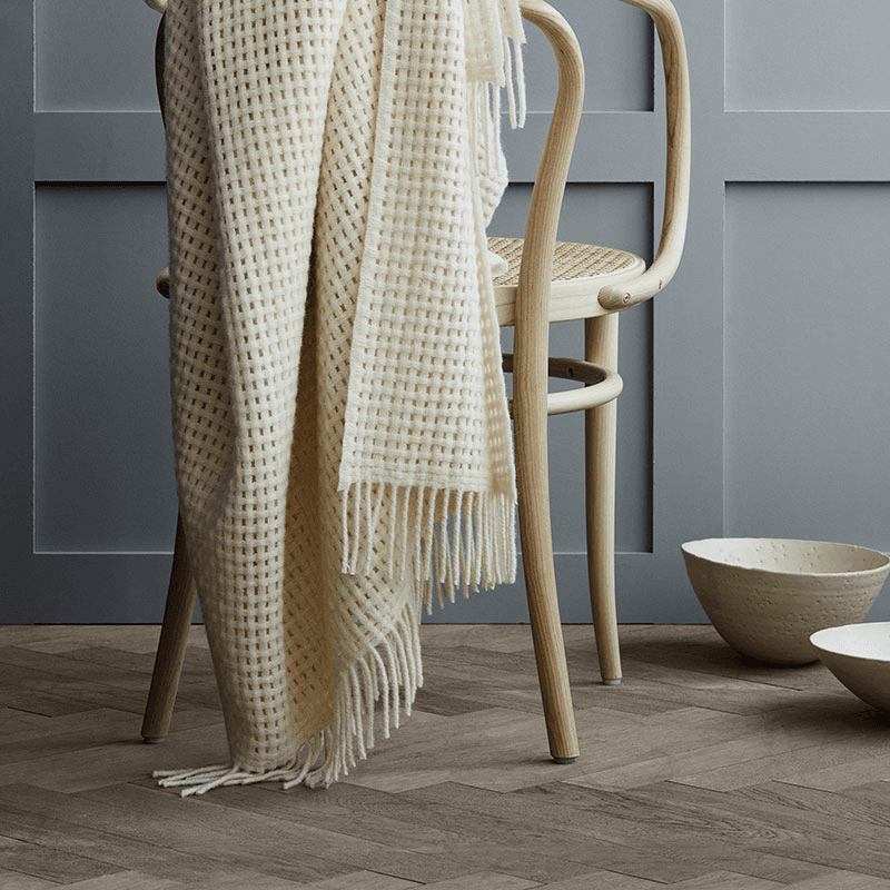 Basket Plaid Throw, H200cm x W130cm, Off White