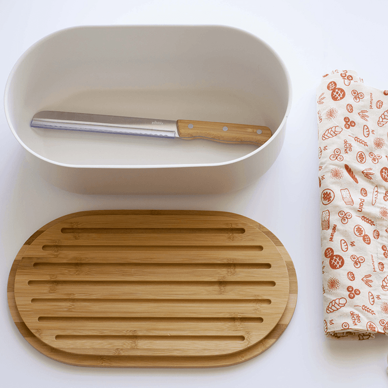 4-In-1 Bread Box with Bamboo Lid, 36 x 20 x 13cm, Natural