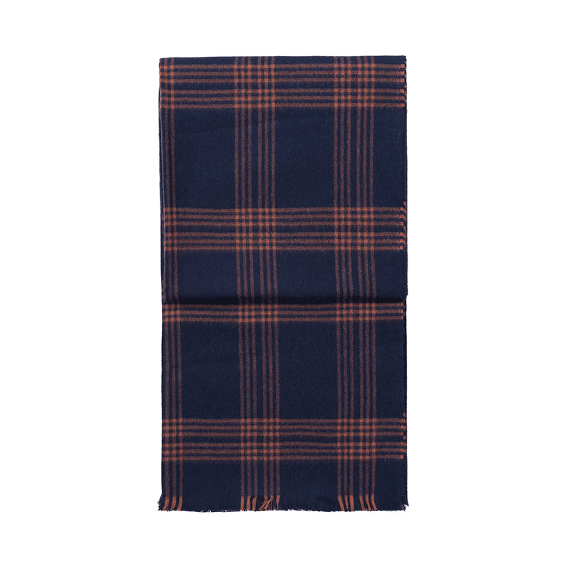 Check Throw, H190cm x W130cm, Blue/Rusty Red