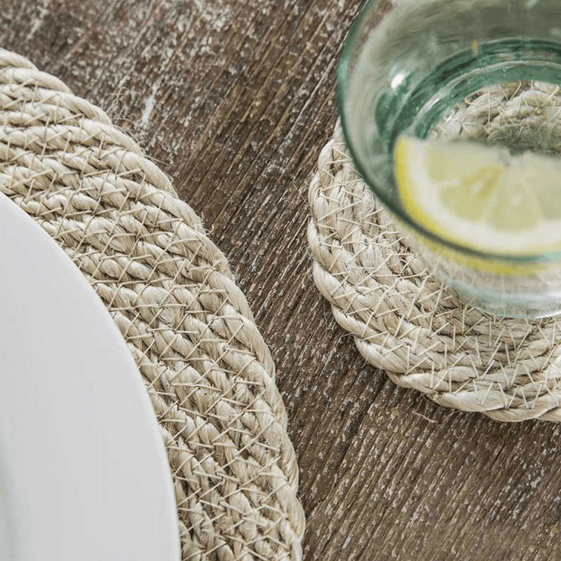 Jute Set of 4 Placemats, D38cm, Natural