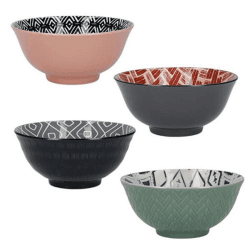 Image showing the Designed For Life Set of 4 Bowls, D15.5cm, Green/Black product.