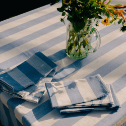 Image showing the Stripe Set of 6 Napkins, W45 x L45cm, Cornflower Blue product.